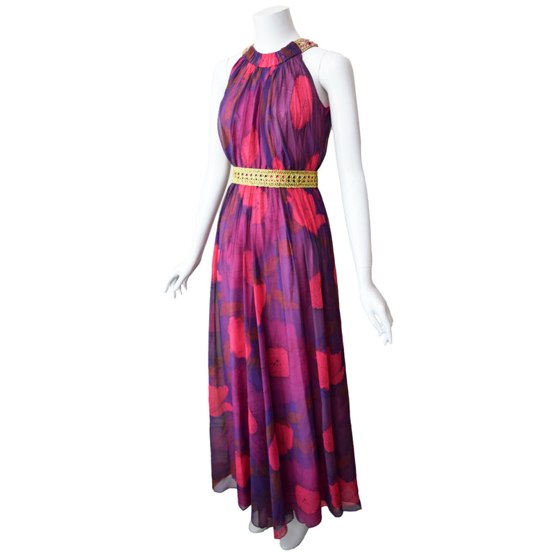 1960s Floral Chiffon Jumpsuit