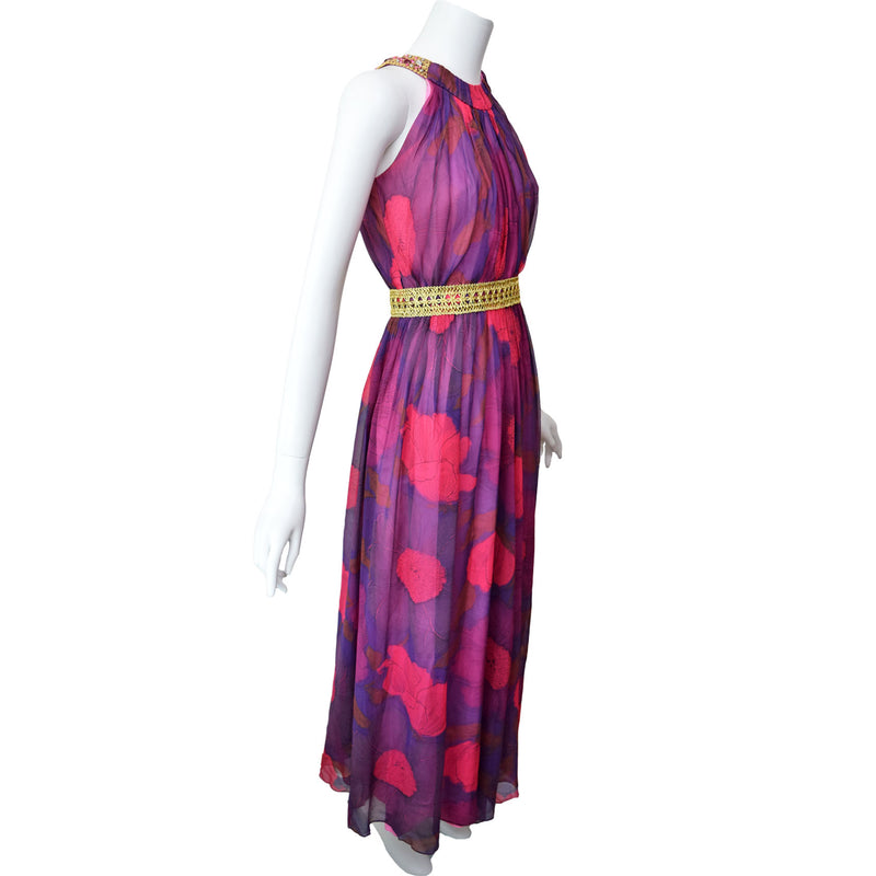 1960s Floral Chiffon Jumpsuit