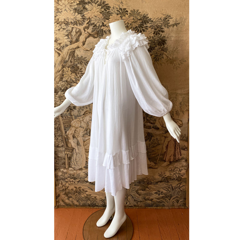 1970s Ruffled Gauze Dress