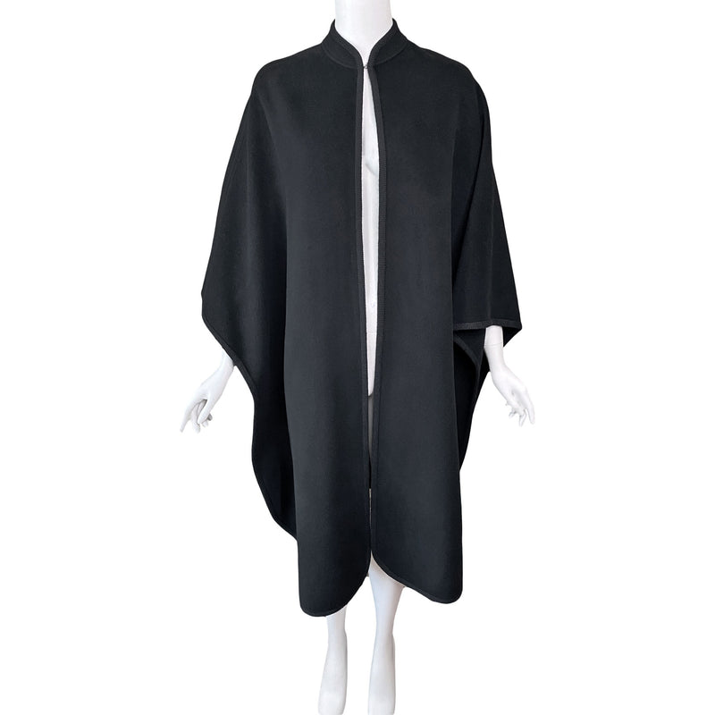 1970s Black Wool Cape