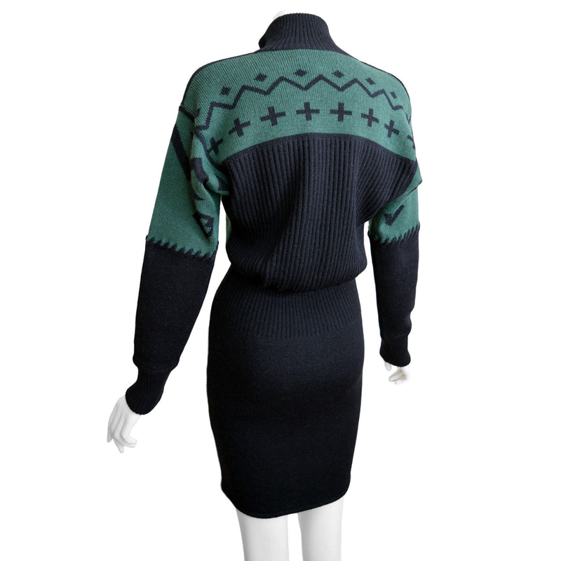1980s Claude Montana Knit Dress