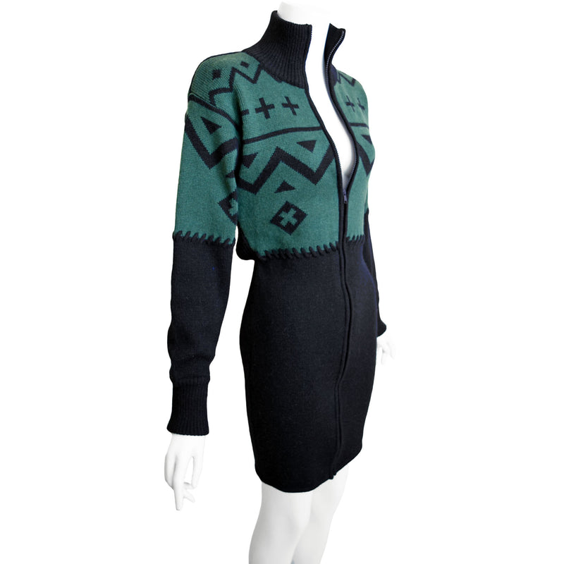 1980s Claude Montana Knit Dress