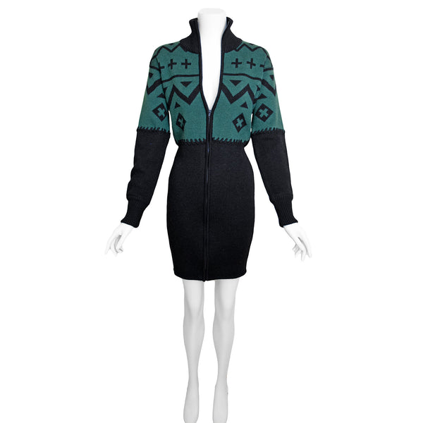 1980s Claude Montana Knit Dress