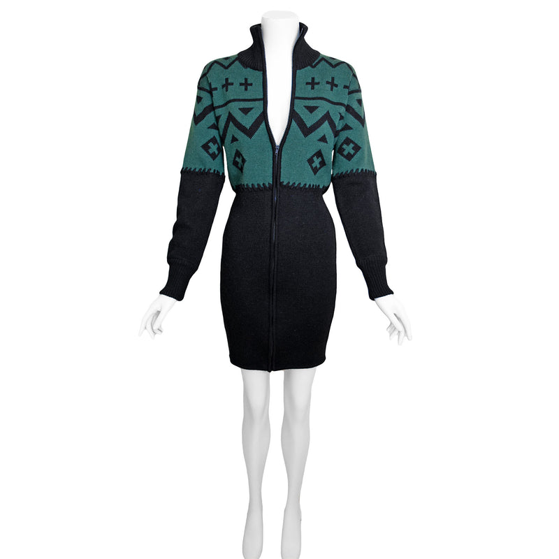 1980s Claude Montana Knit Dress