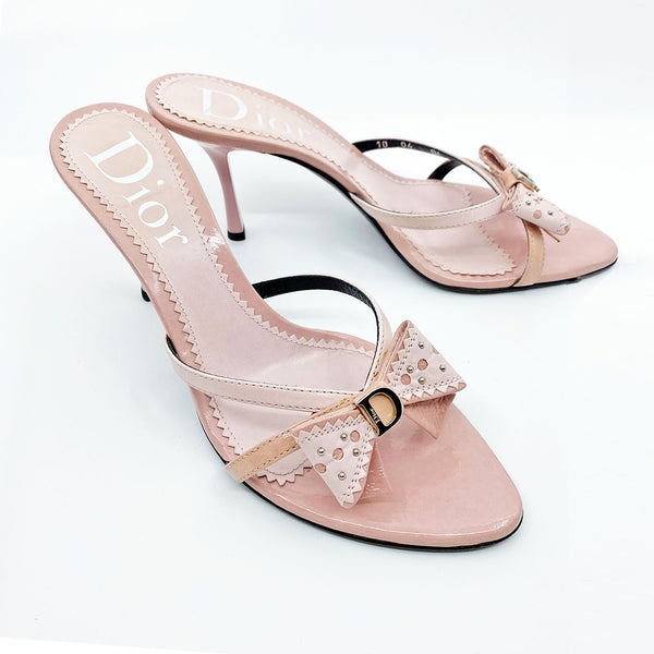 Christian Dior by John Galliano Denim Key Lock Heeled Mules - Ākaibu Store