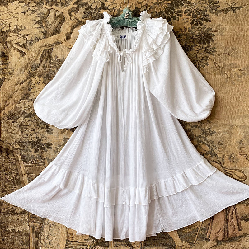 1970s Ruffled Gauze Dress