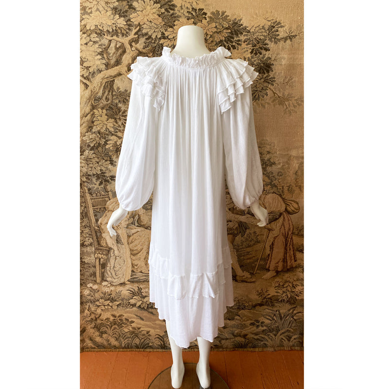 1970s Ruffled Gauze Dress