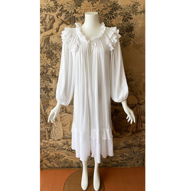 1970s Ruffled Gauze Dress