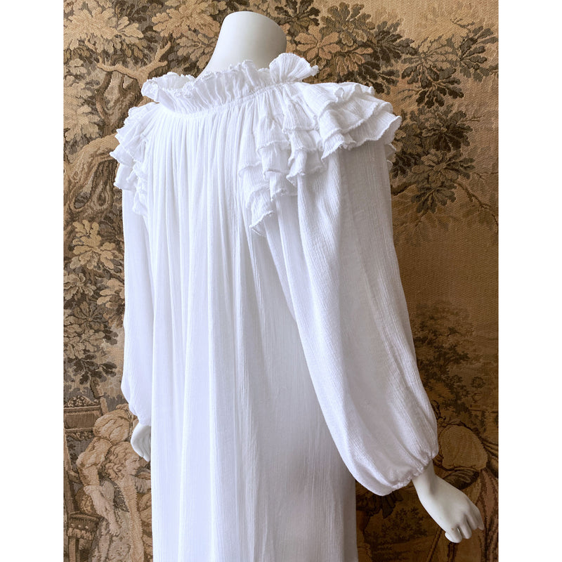1970s Ruffled Gauze Dress