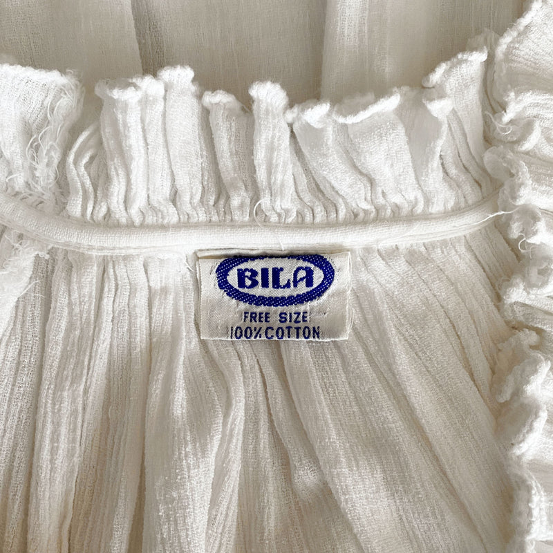 1970s Ruffled Gauze Dress