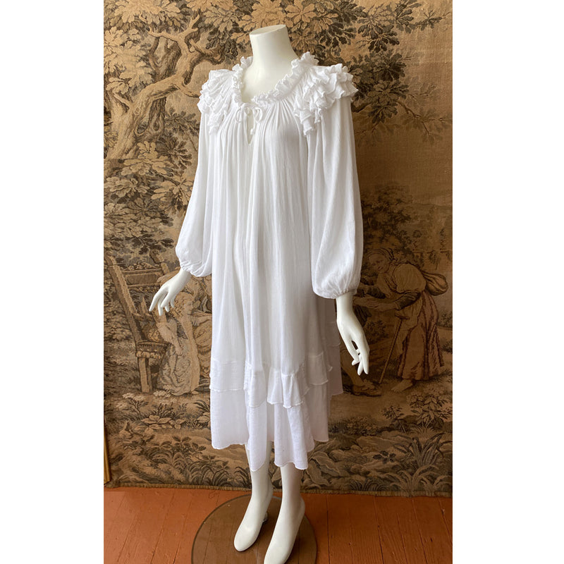 1970s Ruffled Gauze Dress
