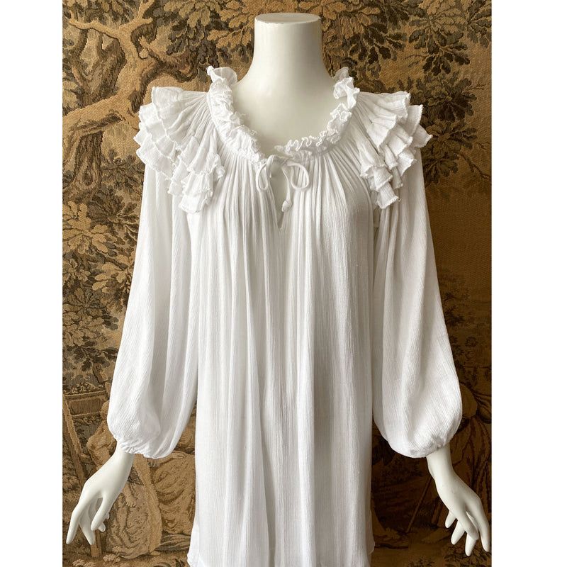 1970s Ruffled Gauze Dress