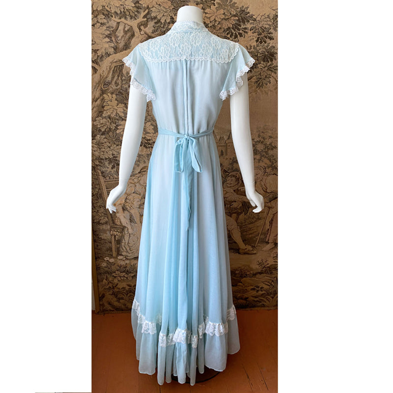 Gunne Sax 1970s Pale Blue Maxi  Dress