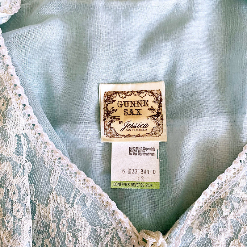 Gunne Sax 1970s Pale Blue Maxi  Dress