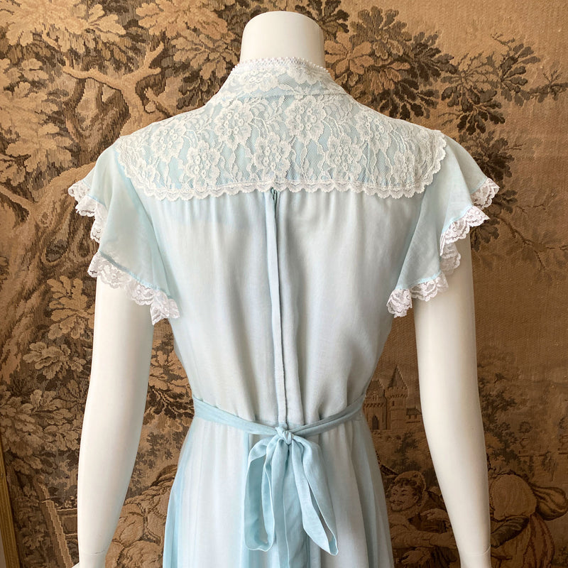 Gunne Sax 1970s Pale Blue Maxi  Dress
