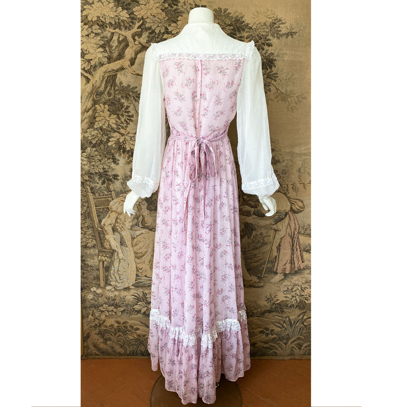 Gunne Sax 1970s Pale Pink Maxi Dress