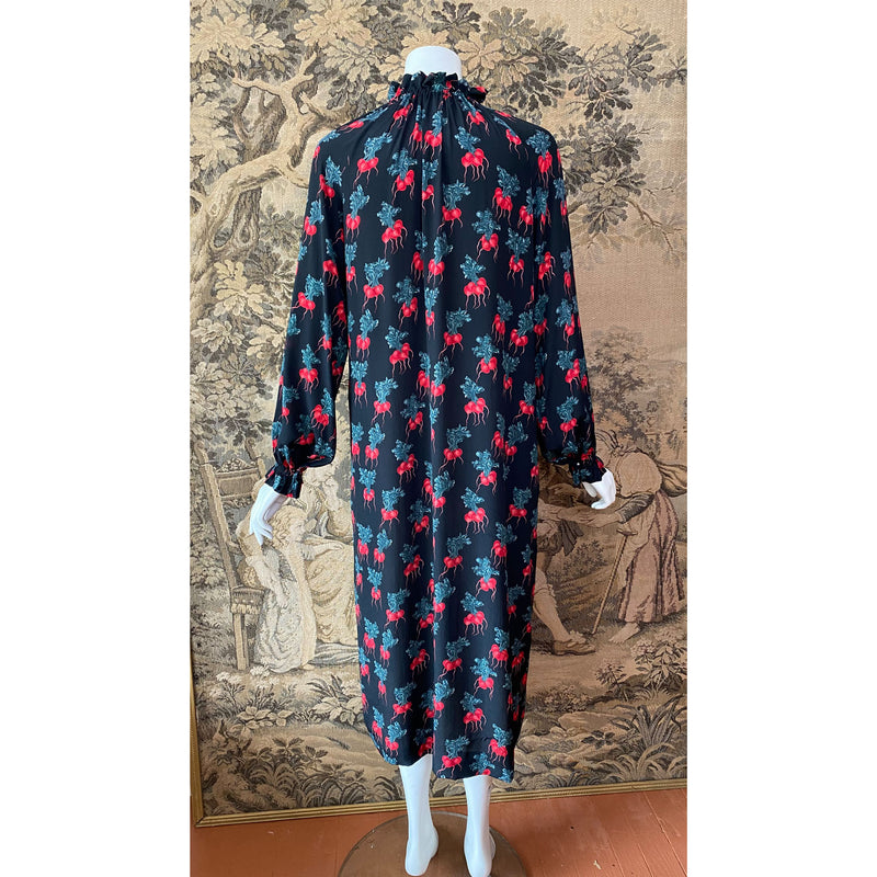 Hanae Mori Paris 1980s Turnip Print Silk Dress