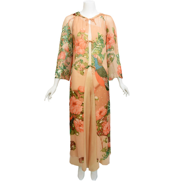 1970s Hanae Mori Couture Silk Jumpsuit & Duster Set