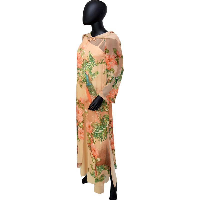 1970s Hanae Mori Couture Silk Jumpsuit & Duster Set