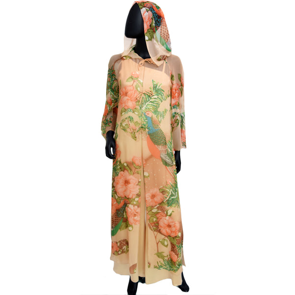 1970s Hanae Mori Couture Silk Jumpsuit & Duster Set