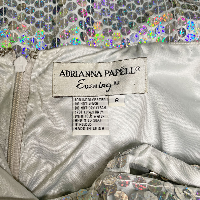Y2K Adrianna Papell Holographic Sequin Dress