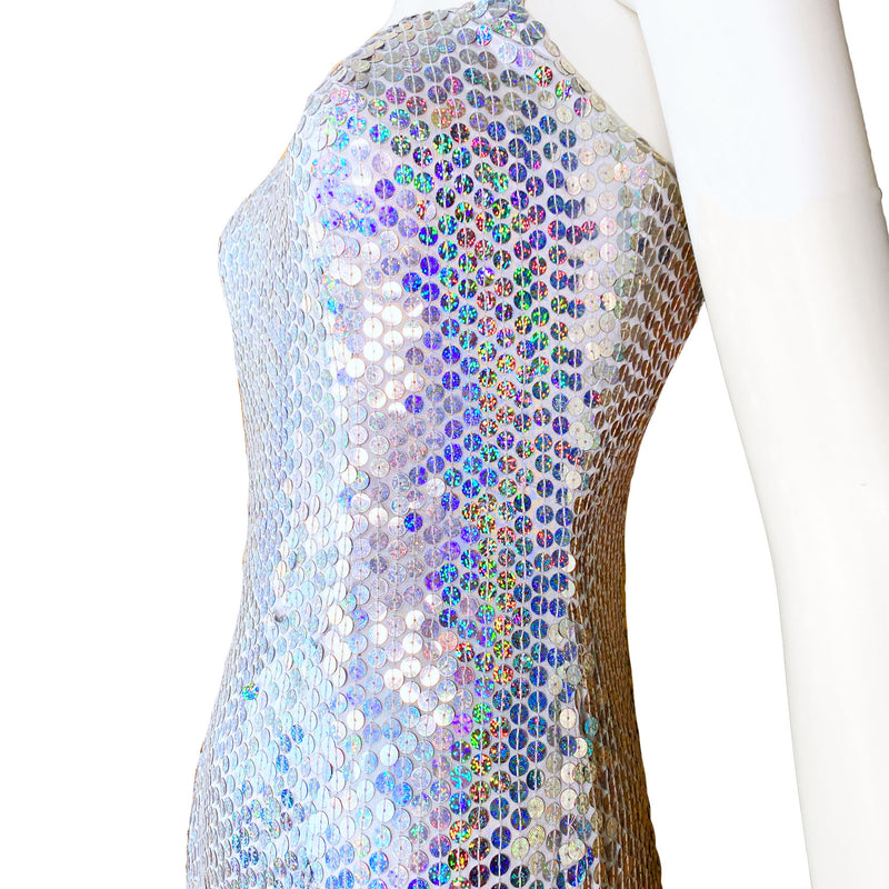 Y2K Adrianna Papell Holographic Sequin Dress