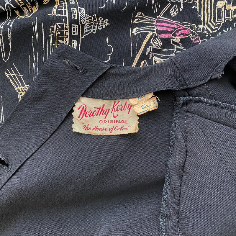 1940s New York City Novelty Blouse