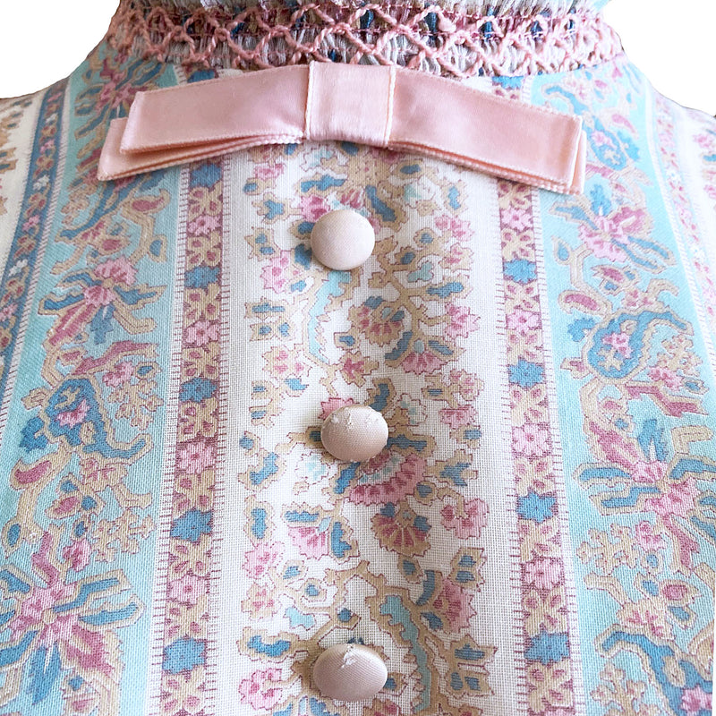 1970s Pastel Floral Maxi Dress