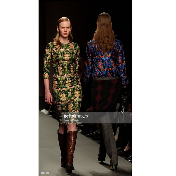 Prada A/W 2003 Limited Edition Holliday & Brown Print Dress