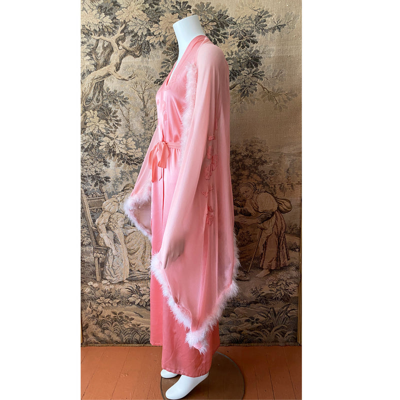 1930s Pink Silk & Maribou Peignoir