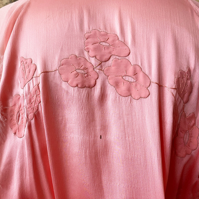 1930s Pink Silk & Maribou Peignoir