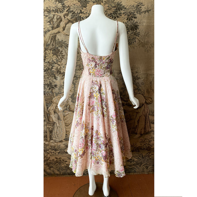 1950s Pink Floral Dress & Cardigan Set