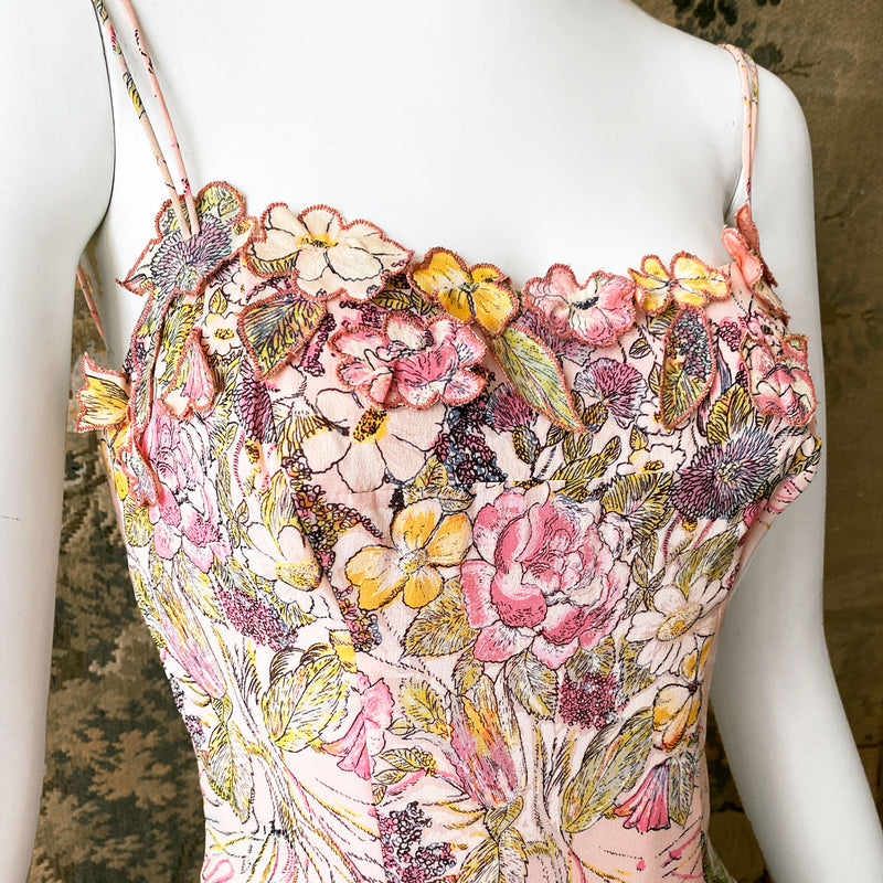 1950s Pink Floral Dress & Cardigan Set