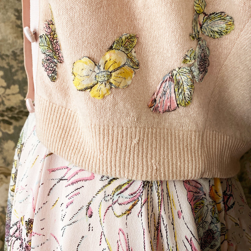 1950s Pink Floral Dress & Cardigan Set