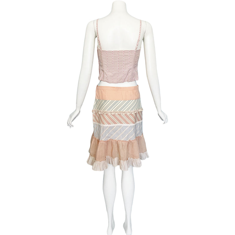 Y2K Moschino Pink Bows Corset Top & Skirt Set