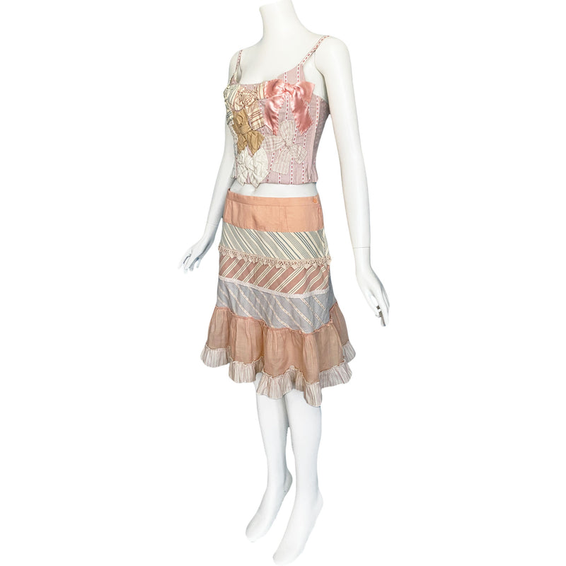 Y2K Moschino Pink Bows Corset Top & Skirt Set