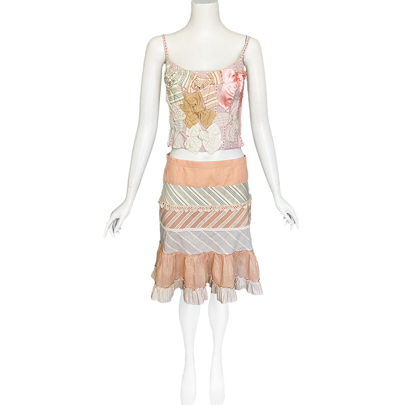 Y2K Moschino Pink Bows Corset Top & Skirt Set