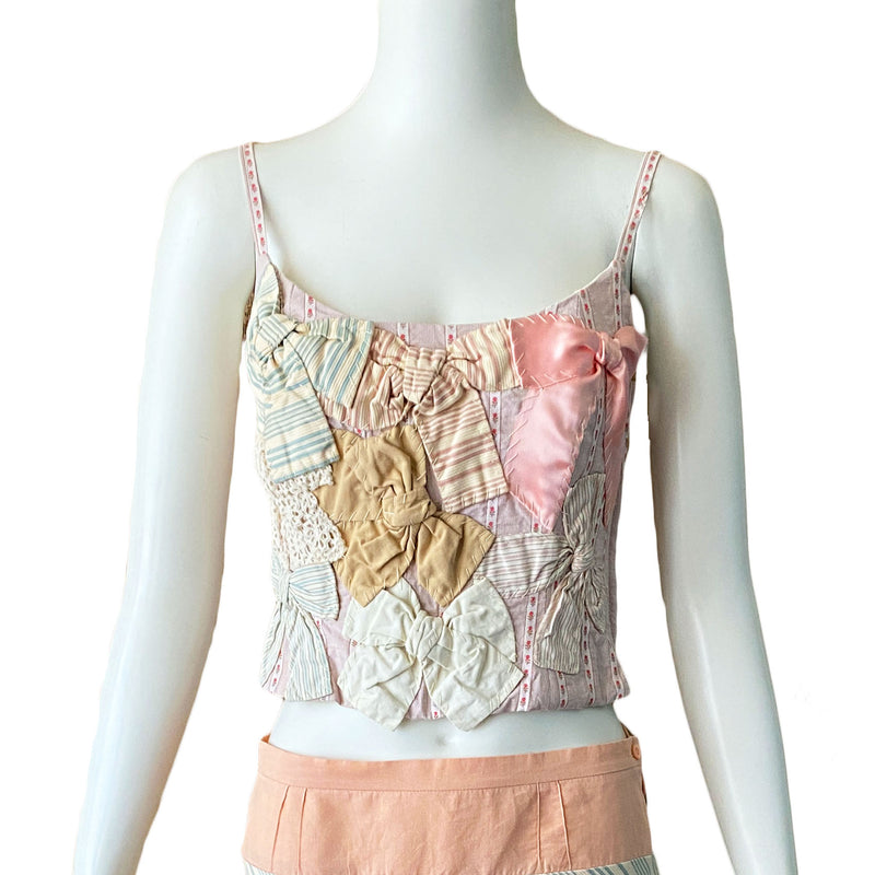 Y2K Moschino Pink Bows Corset Top & Skirt Set
