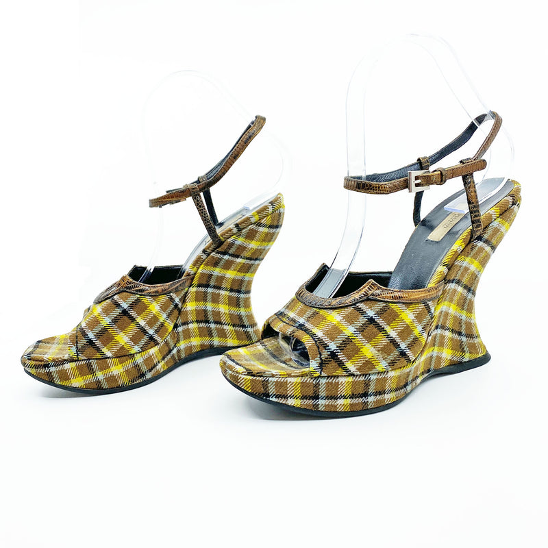 Y2K Prada Tartan Platform Shoes