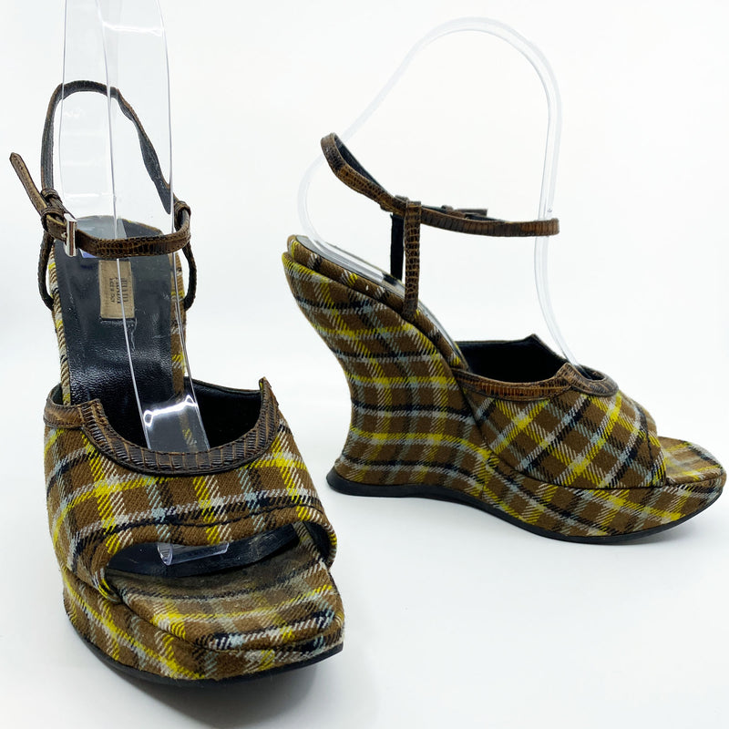 Y2K Prada Tartan Platform Shoes