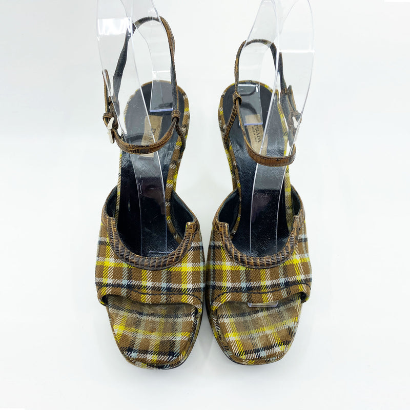 Y2K Prada Tartan Platform Shoes