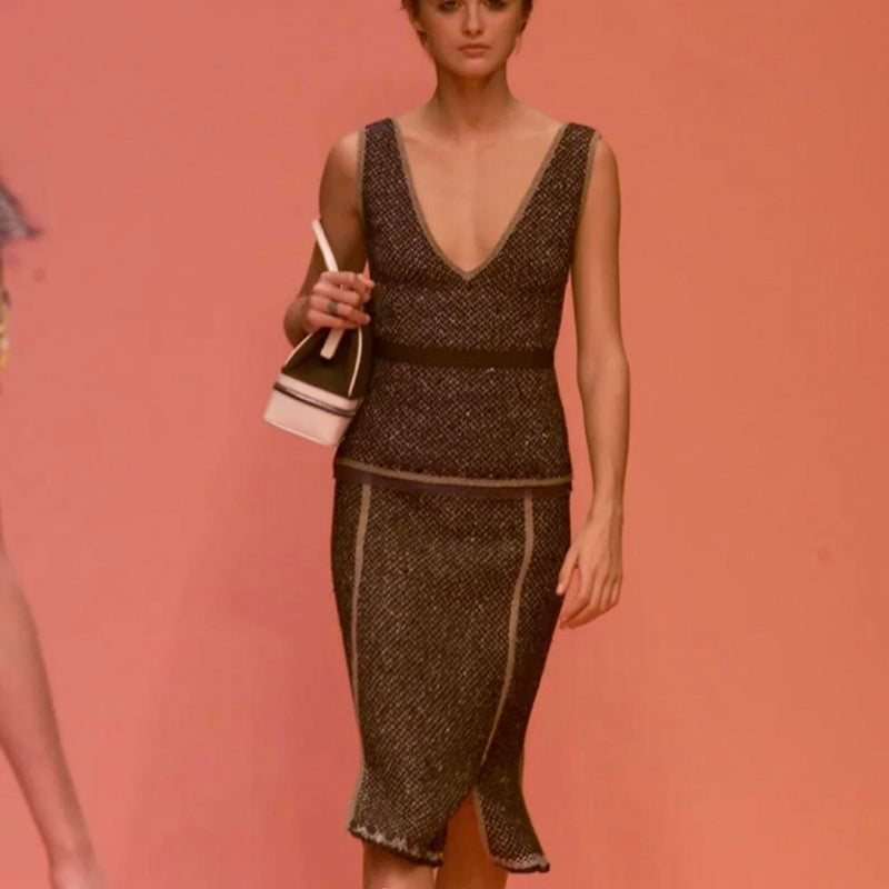 Prada AW 2000 Tweed Corset Top
