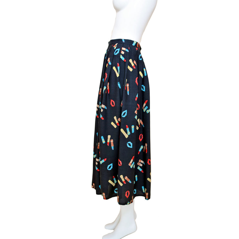 1970s Radley London Lipstick Print Skirt