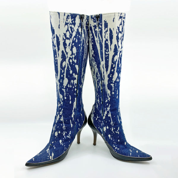 Y2K Cavalli Bleached Denim Boots