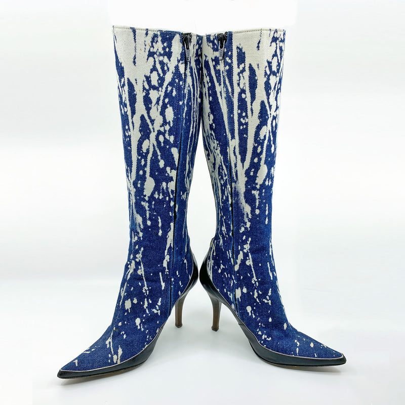 Y2K Cavalli Bleached Denim Boots