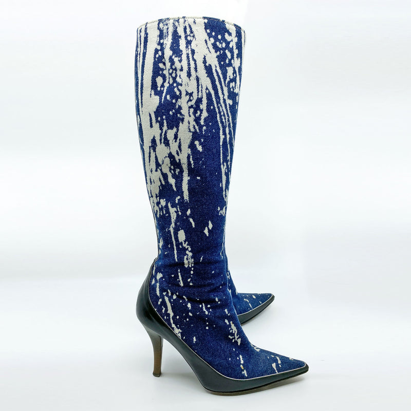 Y2K Cavalli Bleached Denim Boots