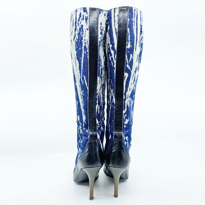 Y2K Cavalli Bleached Denim Boots