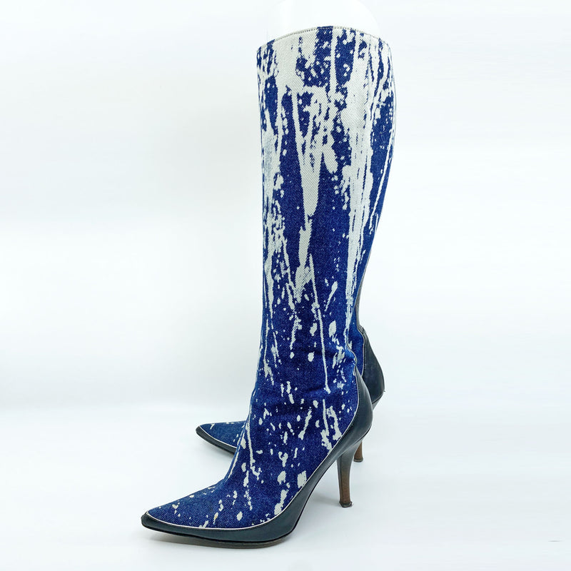 Y2K Cavalli Bleached Denim Boots