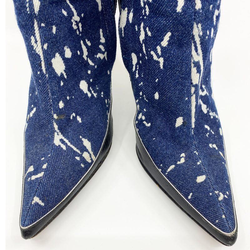 Y2K Cavalli Bleached Denim Boots