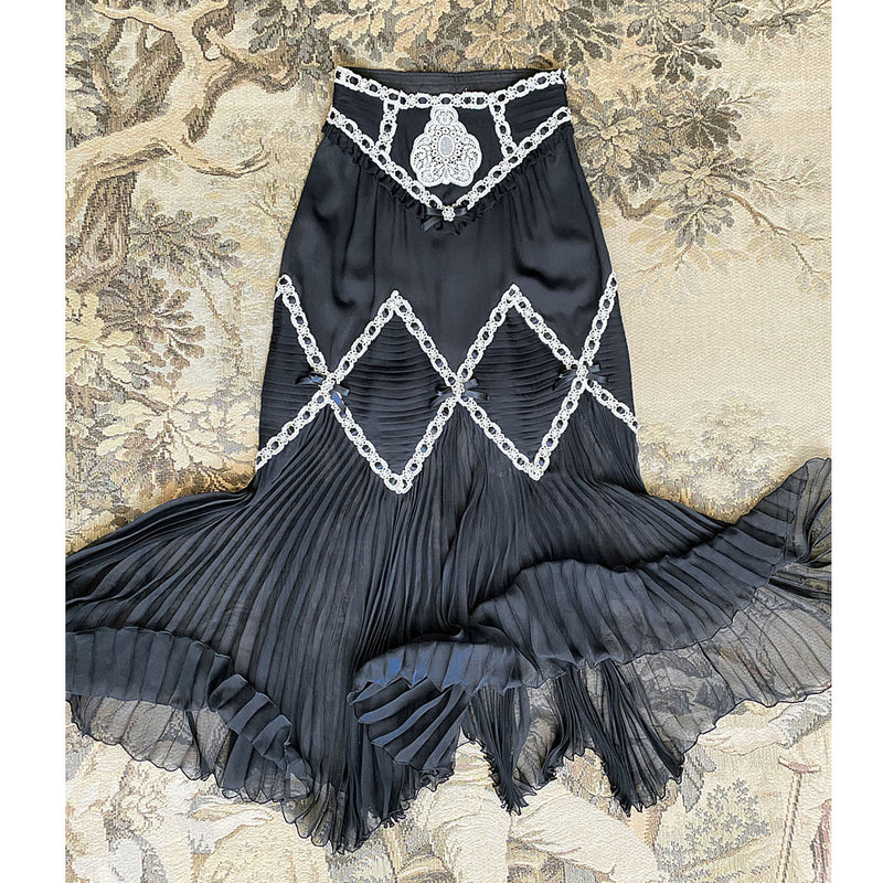Moschino Couture 1990s Lace & Chiffon Skirt